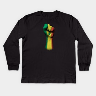 Flag of Senegal on a Raised Clenched Fist Kids Long Sleeve T-Shirt